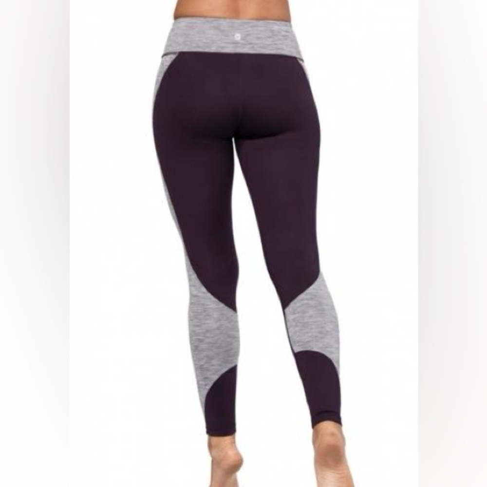 Athletic Leggings - Purple Grey Melange Colorblock - Medium